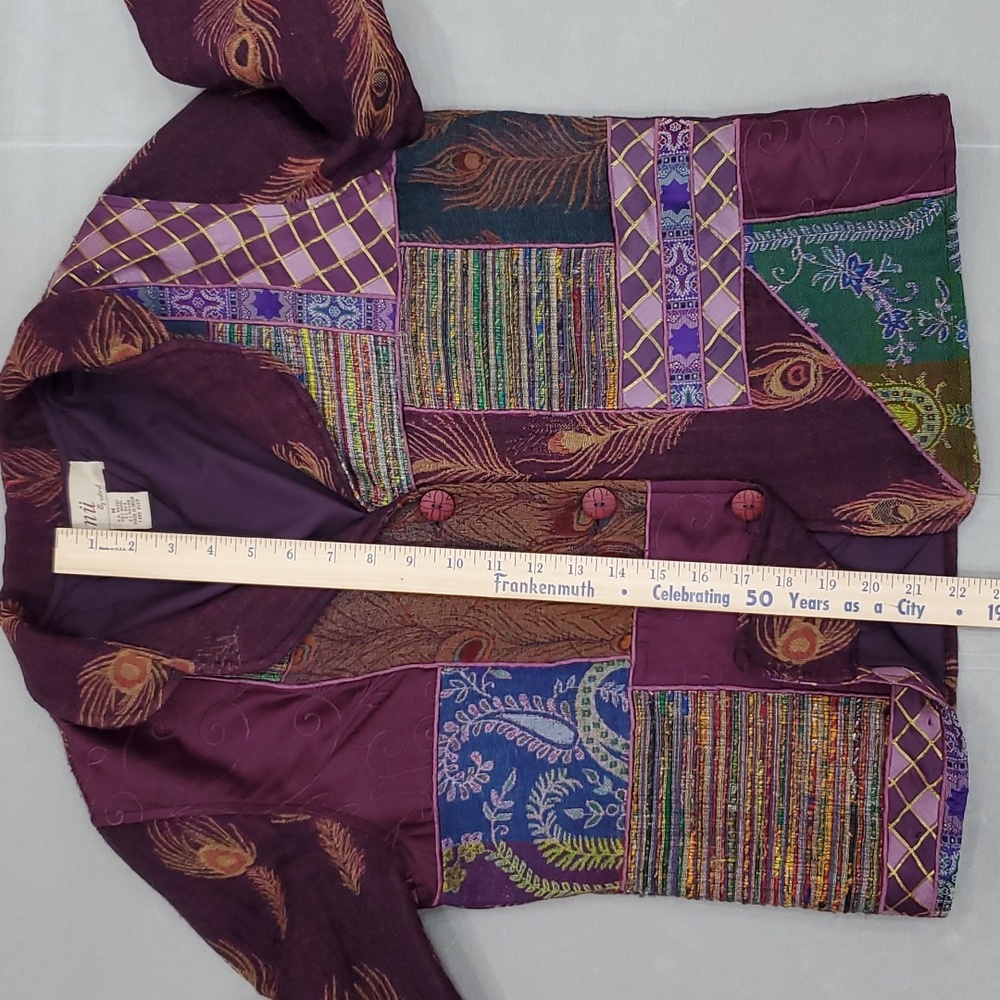 Anu By Natural Patchwork Blazer Jacket Woman's Me… - image 4